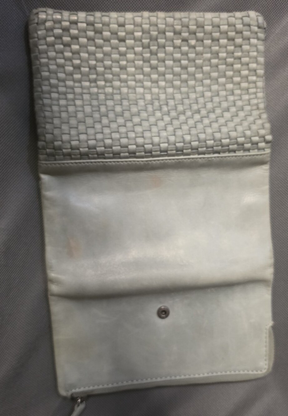 Woven Leather Clutch Wallet - Sage Greeb